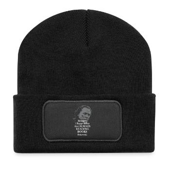 Citation de Charles Bukowski sur la lecture de livres - Beanie recyclé à patch - noir - Devant