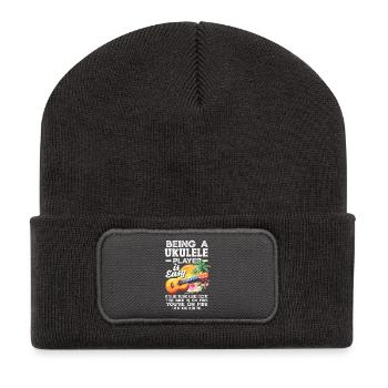 Being A Ukulele Player Is Easy Lustiger Musiker - Recycelte Patch Beanie - Dunkelgrau - Vorne