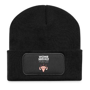 Gebärmutterservice bitte – lustige Gebärmutter-Zeichentrickserie - Recycelte Patch Beanie - Schwarz - Vorne