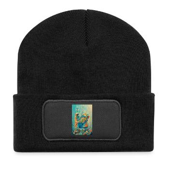 Koi underwater colorful artwork - Recycled Patch Beanie - black - Front