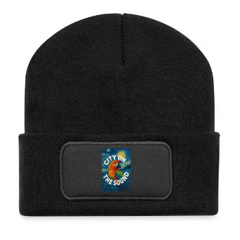 Vibrant_Macaw_Amidst_Swirling_Post-Impressionis - Beanie recyclé à patch - noir - Devant