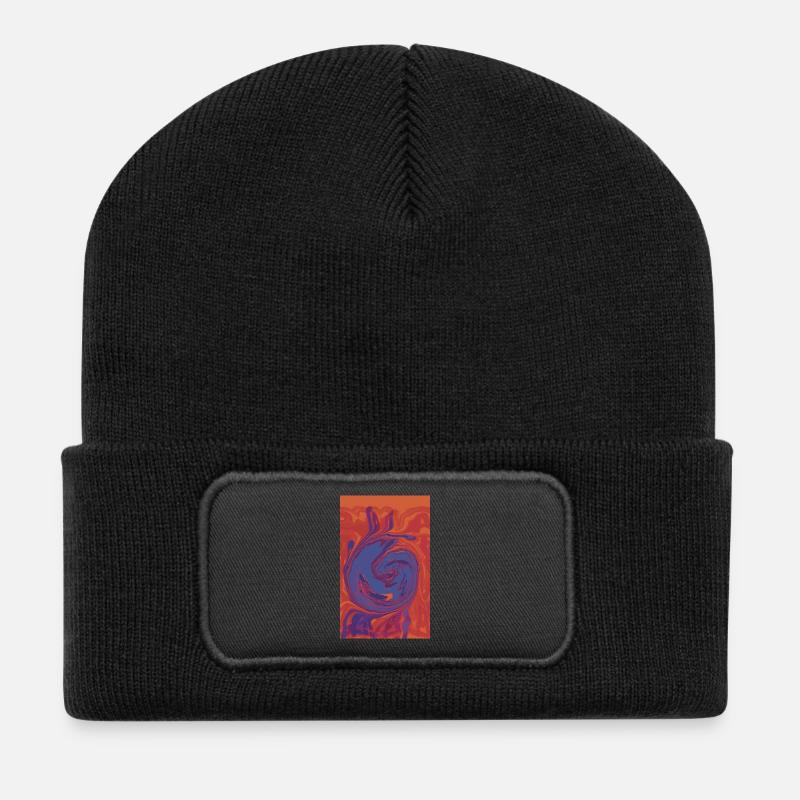 Marmorinferno-Spirale - Recycelte Patch Beanie - Schwarz