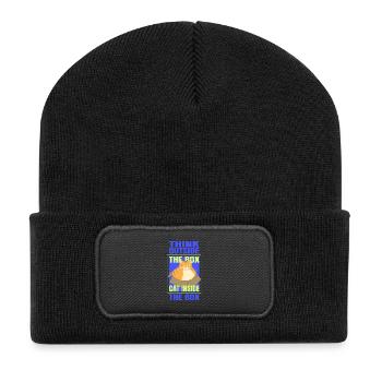 Pensez à l’extérieur des sentiers battus Un chat à l’intérieur des sentiers battus - Beanie recyclé à patch - noir - Devant