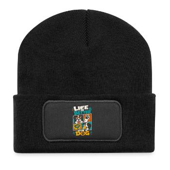 Life Is Better With A Dog By Your Side - Recycelte Patch Beanie - Schwarz - Vorne
