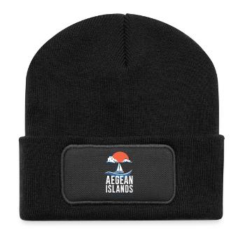 Sailing Gifts for Men, Aegean Islands By Sail - Recycled Patch Beanie - black - Front
