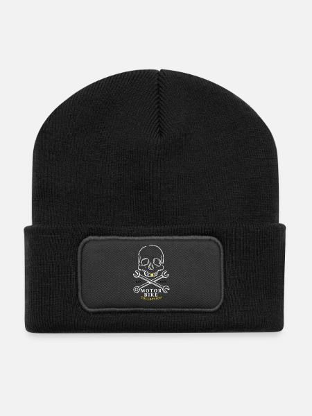 Collection de moto Skull & Bolts - Beanie recyclé à patch - noir