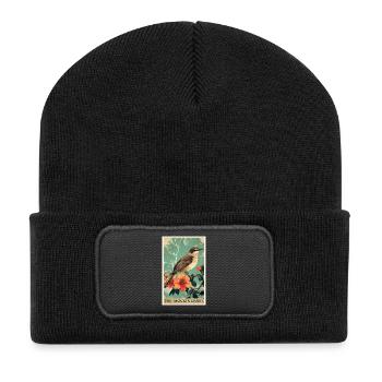 Spottdrosseln Spottdrossel - Recycelte Patch Beanie - Schwarz - Vorne