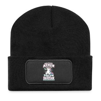 Und Jetzt Atmen Alle Mal Tief Ein Einhorn - Recycelte Patch Beanie - Schwarz - Vorne