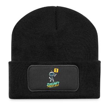 Zukunft Startet Jetzt Roboter - Recycelte Patch Beanie - Schwarz - Vorne
