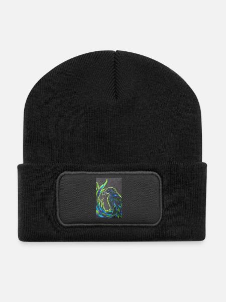Phoenix in neon plumage - Recycled Patch Beanie - black
