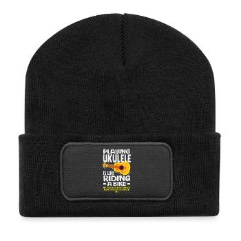 Funny Ukulele Designs and Sayings - Recycled Patch Beanie - black - Front
