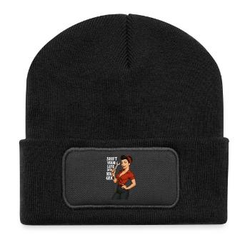 Pin-up Girl Autoschrauberin: Shift Your Life - Recycelte Patch Beanie - Schwarz - Vorne