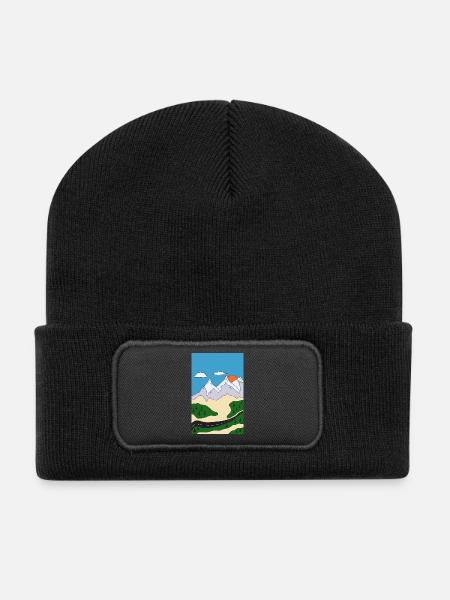 Sunset in mountain landscape - Recycled Patch Beanie - black