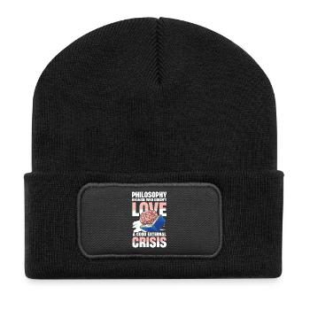 Philosophie Humour, Satire Philosophie Parce que Qui - Beanie recyclé à patch - noir - Devant