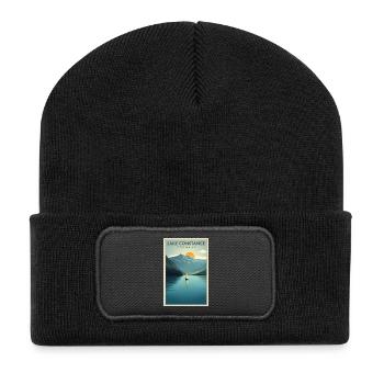 Lake Constance | Vintage Travel Poster - Recycelte Patch Beanie - Schwarz - Vorne