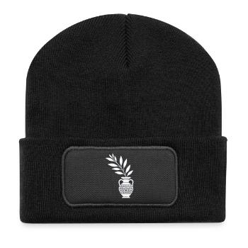 Antike Vase mit Blattzweigen - Recycelte Patch Beanie - Schwarz - Vorne