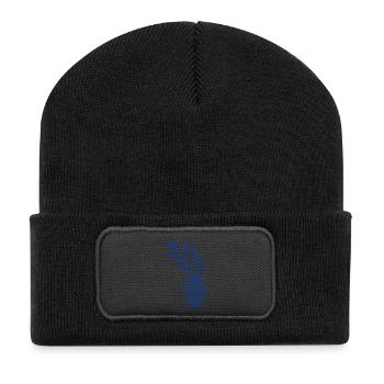 Blauer Antiker Vasenzweig - Recycelte Patch Beanie - Schwarz - Vorne