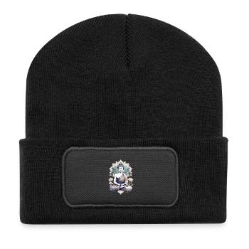 Meditating Buddha Lotus Mandala - Recycled Patch Beanie - black - Front