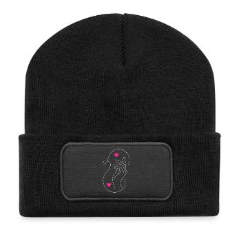 Tender Love: Hands & Hearts Design - Recycled Patch Beanie - black - Front