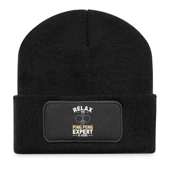 Table Tennis Ping Pong Table Tennis Player Gift - Recycled Patch Beanie - black - Front
