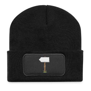 Rustic wooden sign - Recycled Patch Beanie - black - Front