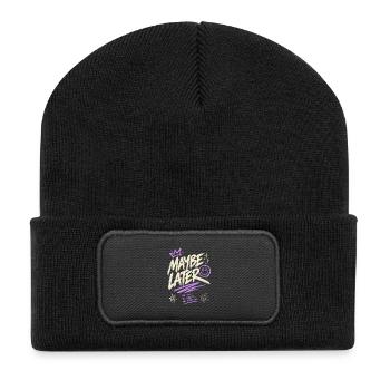 Maybe Later – No Rush No Stress No Problem - Recycled Patch Beanie - black - Front