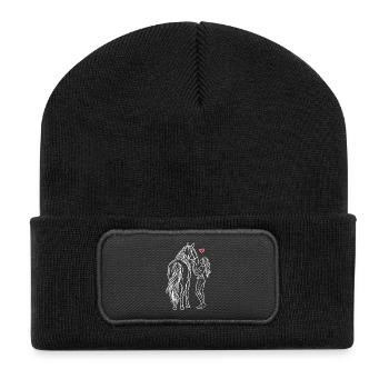 Horse Girl Riding Pony Rider - Recycled Patch Beanie - black - Front