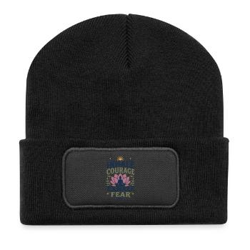  Meditation Yoga "INHALE COURAGE" Pilates Sport - Recycelte Patch Beanie - Schwarz - Vorne