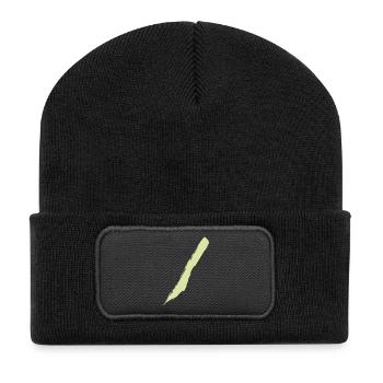Pinselstrich - Style Streifen / Diagonal - Recycelte Patch Beanie - Schwarz - Vorne