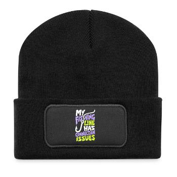 Angeln – My Fishing Line Has Connection Issues - Recycelte Patch Beanie - Schwarz - Vorne