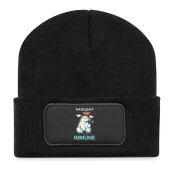 Capybara Ragebait Immune Jugendwort 2026 Geschenk - Recycelte Patch Beanie - Schwarz - Vorne