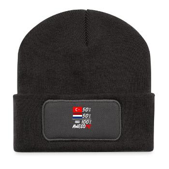 Half Nederlander half Turk - Recycled Patch Beanie - dark grey - Front