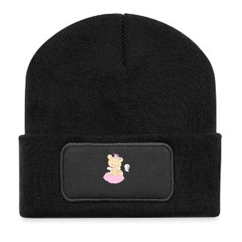 Bear princess on cushion - Recycled Patch Beanie - black - Front