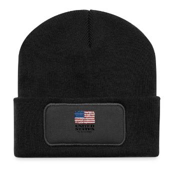 USA Flag - Vintage Look - Recycelte Patch Beanie - Schwarz - Vorne