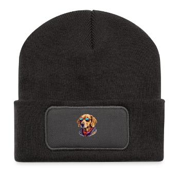 Golden retriever on the streets | Dog lovers - Recycled Patch Beanie - dark grey - Front