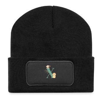 Letter x Green Jungle Animals - Recycled Patch Beanie - black - Front