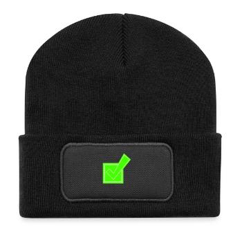 Cochez le symbole - Beanie recyclé à patch - noir - Devant