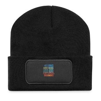 40 Ans – 480 Mois, 14600 Jours...Secondes - Recycelte Patch Beanie - Schwarz - Vorne
