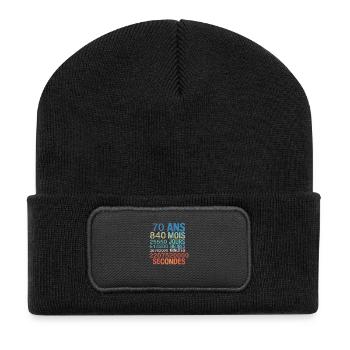 70 Ans – 840 Mois, 25 550 Jours, 2,2 Milliard - Recycelte Patch Beanie - Schwarz - Vorne