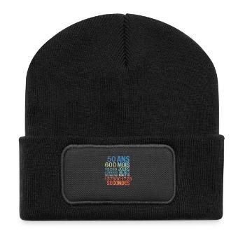 50 Ans – 600 Mois, 18250 Jours, 1,5 Milliard - Recycelte Patch Beanie - Schwarz - Vorne