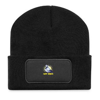 Super Pigeon - Beanie recyclé à patch - noir - Devant