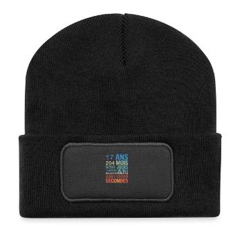17 Ans – Le Temps en Secondes, Minutes - Recycelte Patch Beanie - Schwarz - Vorne