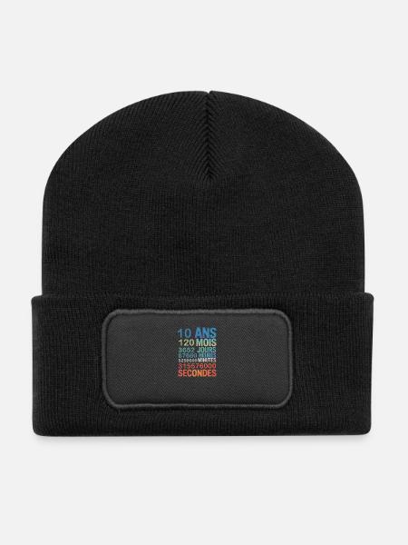 10 Ans – Compte à Rebours de la Vie en Secondes - Recycled Patch Beanie - black