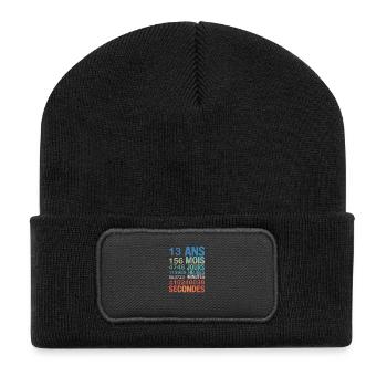 13 Ans en Secondes – Design Anniversaire Fun - Recycled Patch Beanie - black - Front