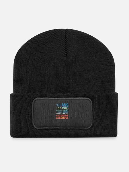 13 Ans en Secondes – Design Anniversaire Fun - Recycelte Patch Beanie - Schwarz