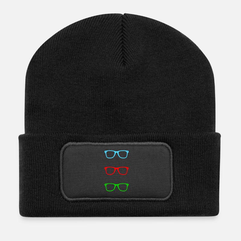 brille - Recycelte Patch Beanie - Schwarz