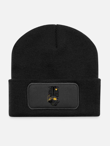 Maternity Skeleton Witch Hat - Recycled Patch Beanie - black