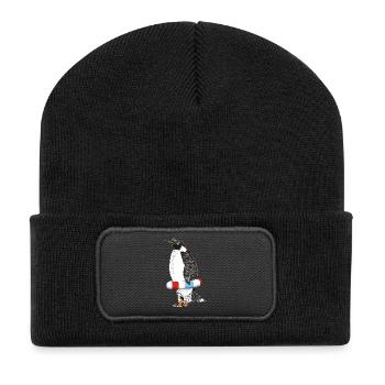 PINGUIN WARTET SOMMER - Recycelte Patch Beanie - Schwarz - Vorne