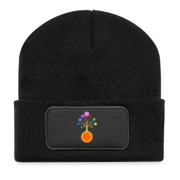 Arbre système solaire - Beanie recyclé à patch - noir - Devant