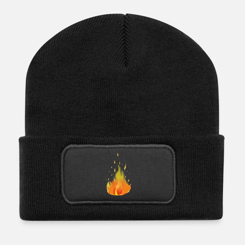 Flames Fire - Recycled Patch Beanie - black